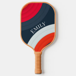 Moderne rote & blaue Personalisierte Name Pickleball Schläger