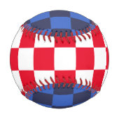 Moderne rote blaukroatische geometrische Schachbre Baseball (Vorderseite)