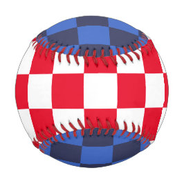 Moderne rote blaukroatische geometrische Schachbre Baseball