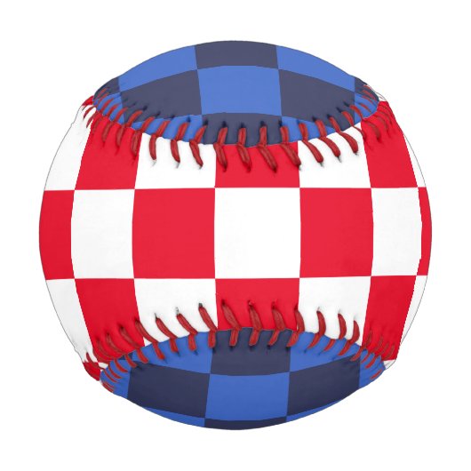 Moderne rote blaukroatische geometrische Schachbre Baseball (Vorderseite)