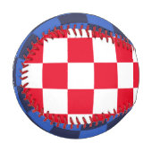 Moderne rote blaukroatische geometrische Schachbre Baseball (Vorderseite Links)