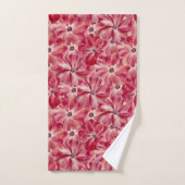 Moderne rote Blume Blumenmuster Badhandtuch Set (Handtuch)