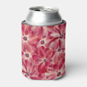 Moderne rote Blume Blumenmuster Dosenkühler (Kanne Vorderseite)