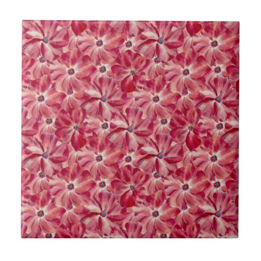 Moderne rote Blume Blumenmuster Fliese (Vorderseite)
