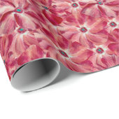 Moderne rote Blume Blumenmuster Geschenkpapier (Rolleneckpunkt)