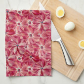 Moderne rote Blume Blumenmuster Geschirrtuch (Viertel Falte)