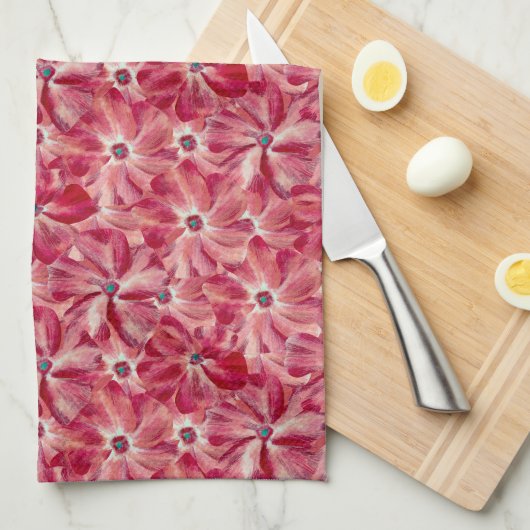 Moderne rote Blume Blumenmuster Geschirrtuch (Viertel Falte)