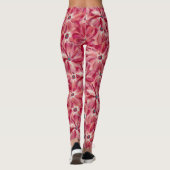 Moderne rote Blume Blumenmuster Leggings (Rückseite)