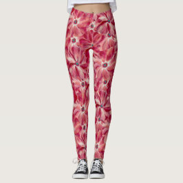 Moderne rote Blume Blumenmuster Leggings