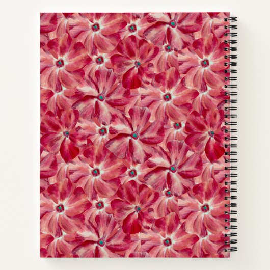 Moderne rote Blume Blumenmuster Notizblock (Rückseite)
