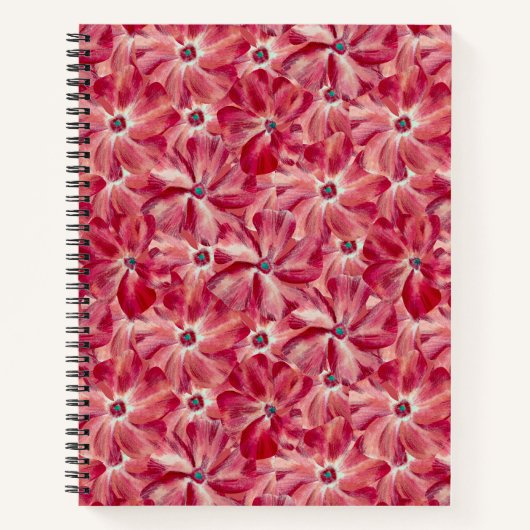 Moderne rote Blume Blumenmuster Notizblock (Vorderseite)