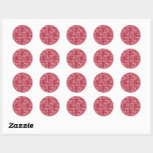Moderne rote Blume Blumenmuster Runder Aufkleber (Blatt)