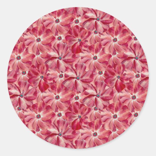 Moderne rote Blume Blumenmuster Runder Aufkleber (Vorderseite)