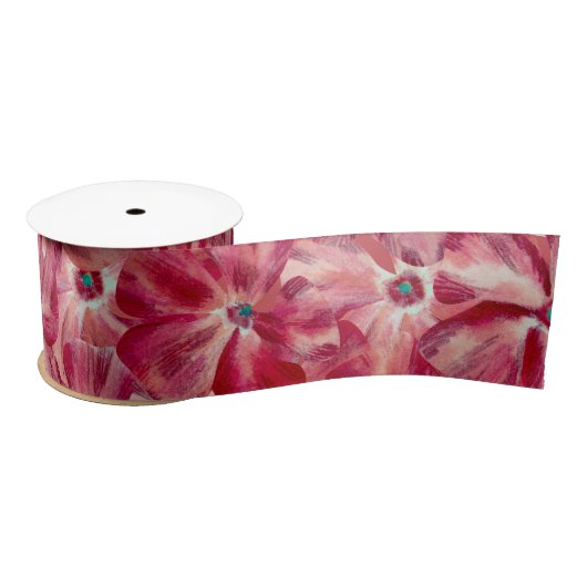 Moderne rote Blume Blumenmuster Satinband (Spule)