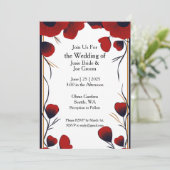 Moderne Rote Blume Hochzeitseinladung Einladung (Stehend Vorderseite)