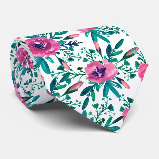 Moderne rote Blume Krawatte (Gerollt)