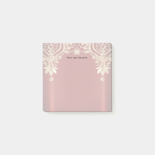 Moderne rote Blumen-Post-it-Notizen mit Gold Post-it Klebezettel (Vorderseite)