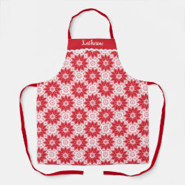 Moderne rote Blumengestaltung Backen Schürze