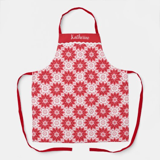 Moderne rote Blumengestaltung Backen Schürze (Vorderseite)