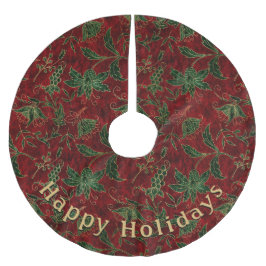 Moderne rote Blumenmuster - Persönliche Nachricht Polyester Weihnachtsbaumdecke