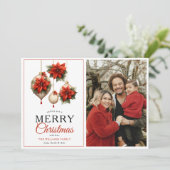 Moderne Rote Blütendekorationen Frohe Weihnachten (Stehend Vorderseite)