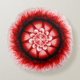 Moderne rote Blütenmuster Rundes Kissen