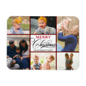 Moderne Rote Elegante Kalligraphie Foto Collage Ch Magnet (Horizontal)