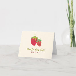 Moderne Rote Erdbeere Mitte des Jahrhunderts handI Dankeskarte