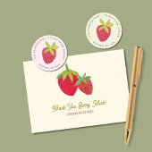 Moderne Rote Erdbeere Mitte des Jahrhunderts handI Dankeskarte