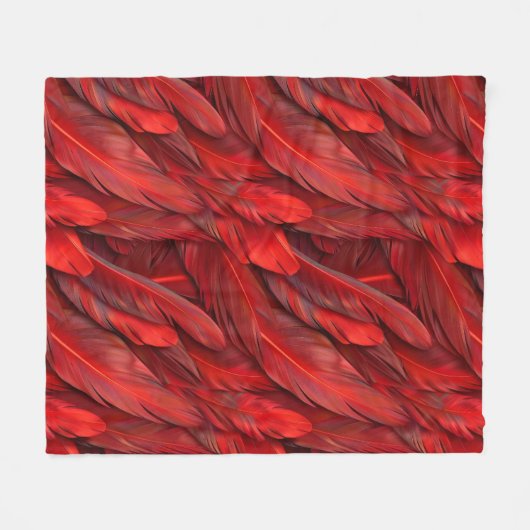 Moderne rote Federn Fleecedecke (Vorderseite (Horizontal))