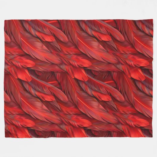 Moderne rote Federn Fleecedecke (Vorderseite (Horizontal))