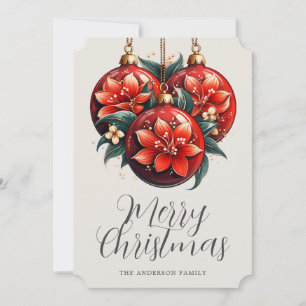 Moderne rote florale Weihnachtsdekoration Weihnach Feiertagskarte