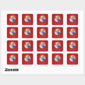 Moderne Rote Freude am World Round Foto Quadratischer Aufkleber (Blatt)