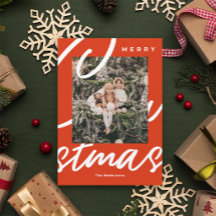 Moderne rote frohe Weihnachten Familienfoto-Feier