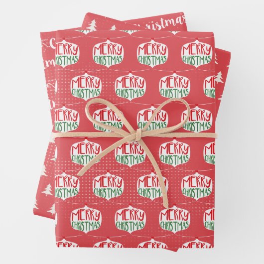 Moderne rote frohe Weihnachten Geschenkpapier Set (Beispiel)
