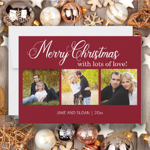 Moderne Rote Frohe Weihnachten Liebe Jahr 3 Foto