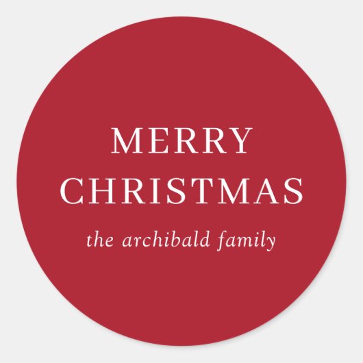 Moderne rote frohe Weihnachten Runder Aufkleber (Vorderseite)