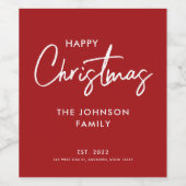 Moderne rote frohe Weihnachten Weinetikett (Einzelnes Label)