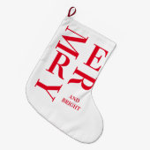 Moderne rote, fröhliche und helle Ferien Großer Weihnachtsstrumpf (Vorderansicht (hängend))