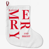 Moderne rote, fröhliche und helle Ferien Großer Weihnachtsstrumpf (Vorderseite)