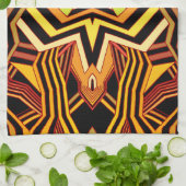 Moderne rote Gelbe und schwarze Geometrie Geschirrtuch (Gefaltet)