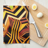 Moderne rote Gelbe und schwarze Geometrie Geschirrtuch (Viertel Falte)