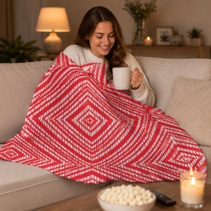 Moderne rote geometrische Fleece-Decke Fleecedecke