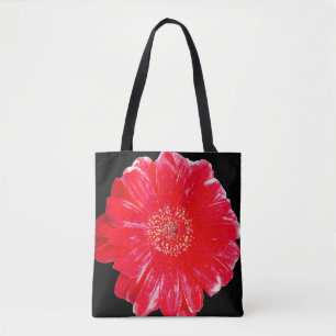 Moderne rote Gerbera-Daisy auf schwarzer Schultert Tasche