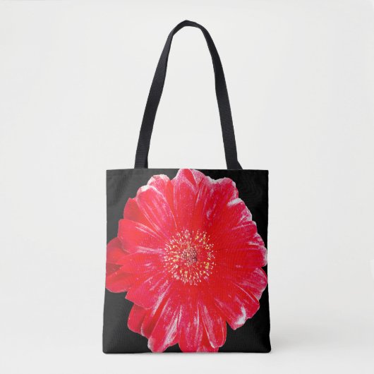 Moderne rote Gerbera-Daisy auf schwarzer Schultert Tasche (Vorderseite)