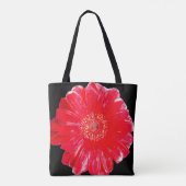 Moderne rote Gerbera-Daisy auf schwarzer Schultert Tasche (Rückseite)
