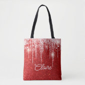 Moderne rote Glitter-Sparkles Weihnachten Tasche (Vorderseite)
