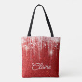 Moderne rote Glitter-Sparkles Weihnachten Tasche (Rückseite)