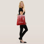 Moderne rote Glitter-Sparkles Weihnachten Tasche (Am Model)