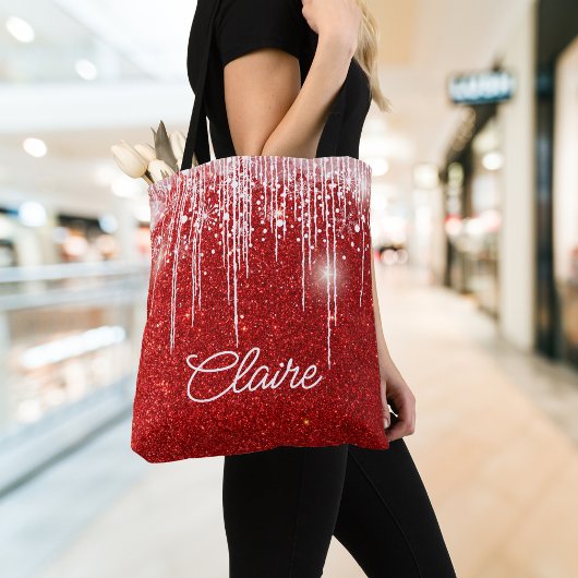 Moderne rote Glitter-Sparkles Weihnachten Tasche